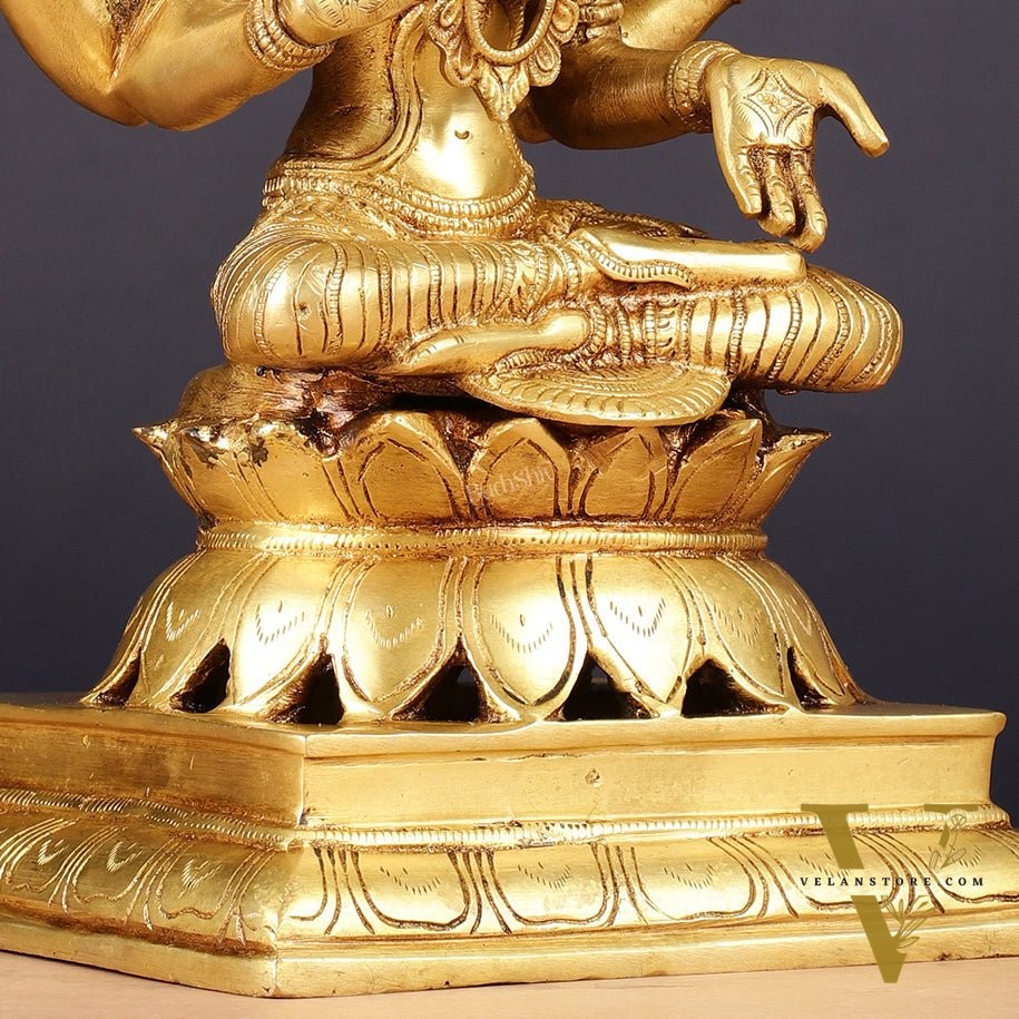Brass Goddess Lakshmi Statue 12"