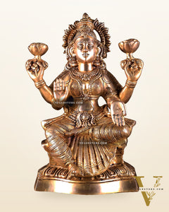 Brass Goddess Lakshmi Statue – Handcrafted Prosperity Idol 18 inch