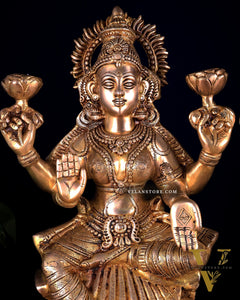 Brass Goddess Lakshmi Statue – Handcrafted Prosperity Idol 18 inch