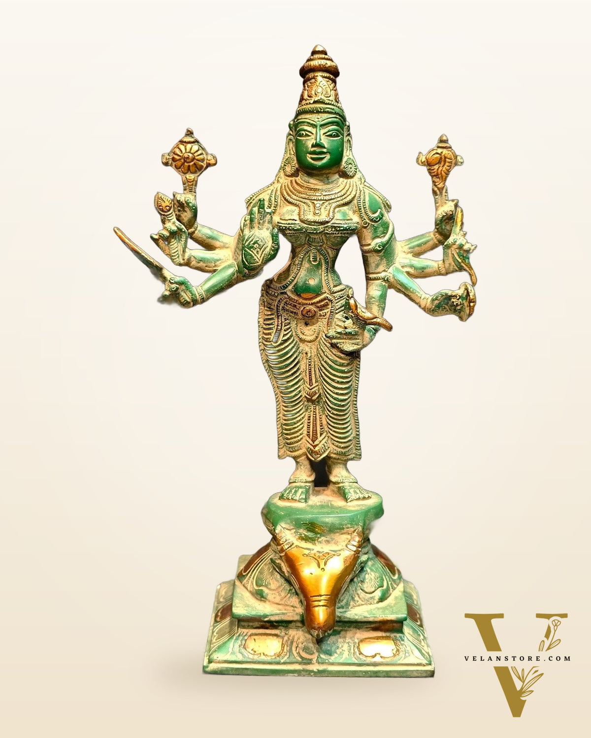 Brass Goddess Narayani Statue | 12"