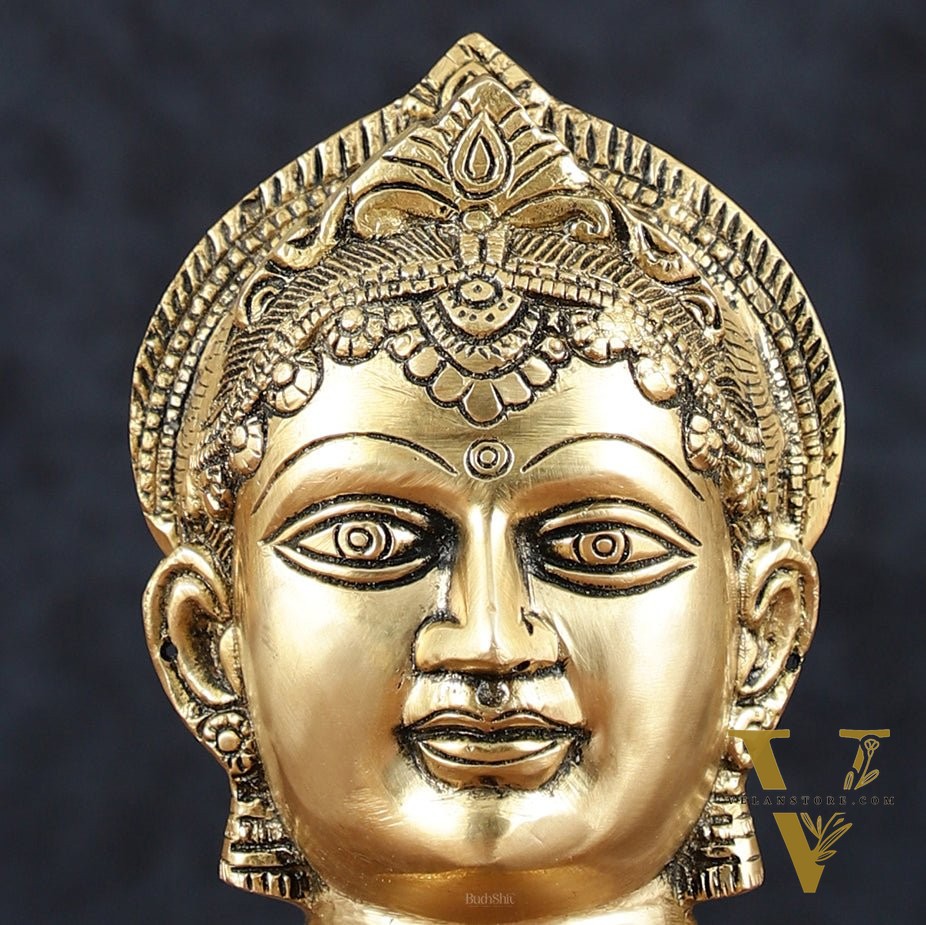 Brass Goddess Parvati Gauri Face Statue | Beautiful Features | 7