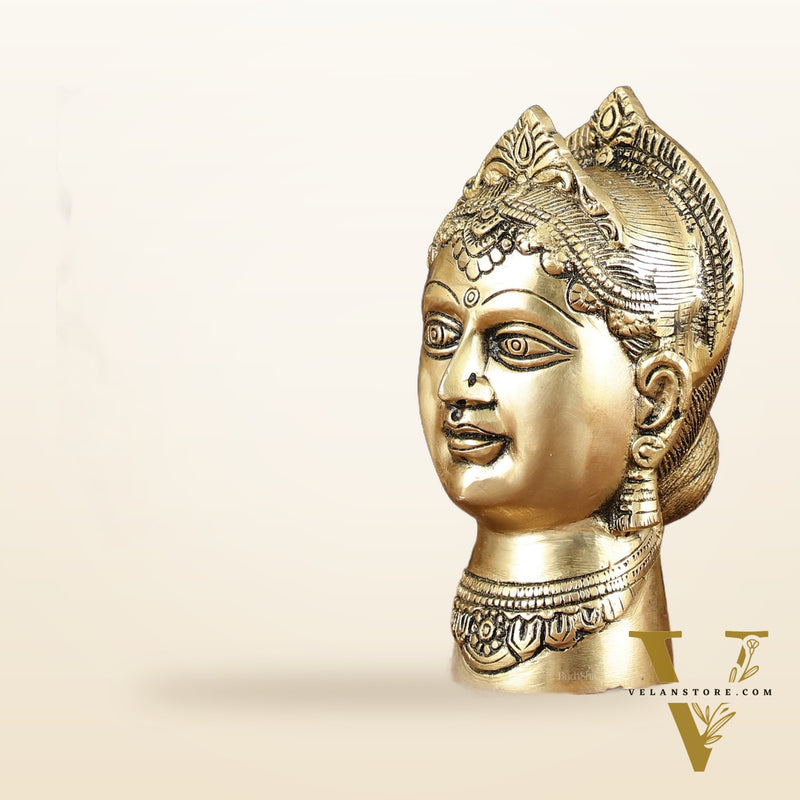 Brass Goddess Parvati Gauri Face Statue | Beautiful Features | 7