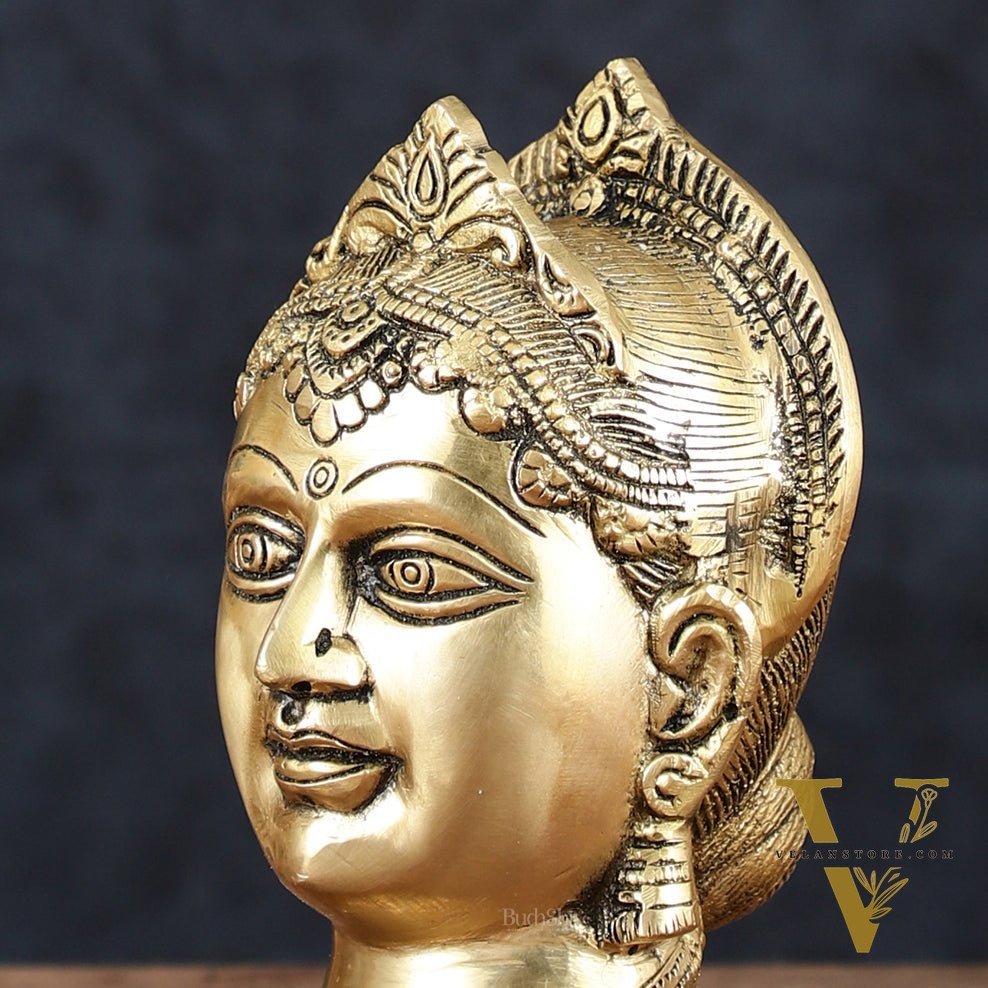 Brass Goddess Parvati Gauri Face Statue | Beautiful Features | 7
