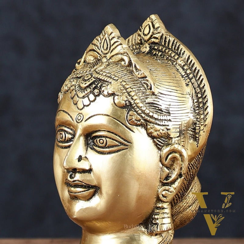 Brass Goddess Parvati Gauri Face Statue | Beautiful Features | 7