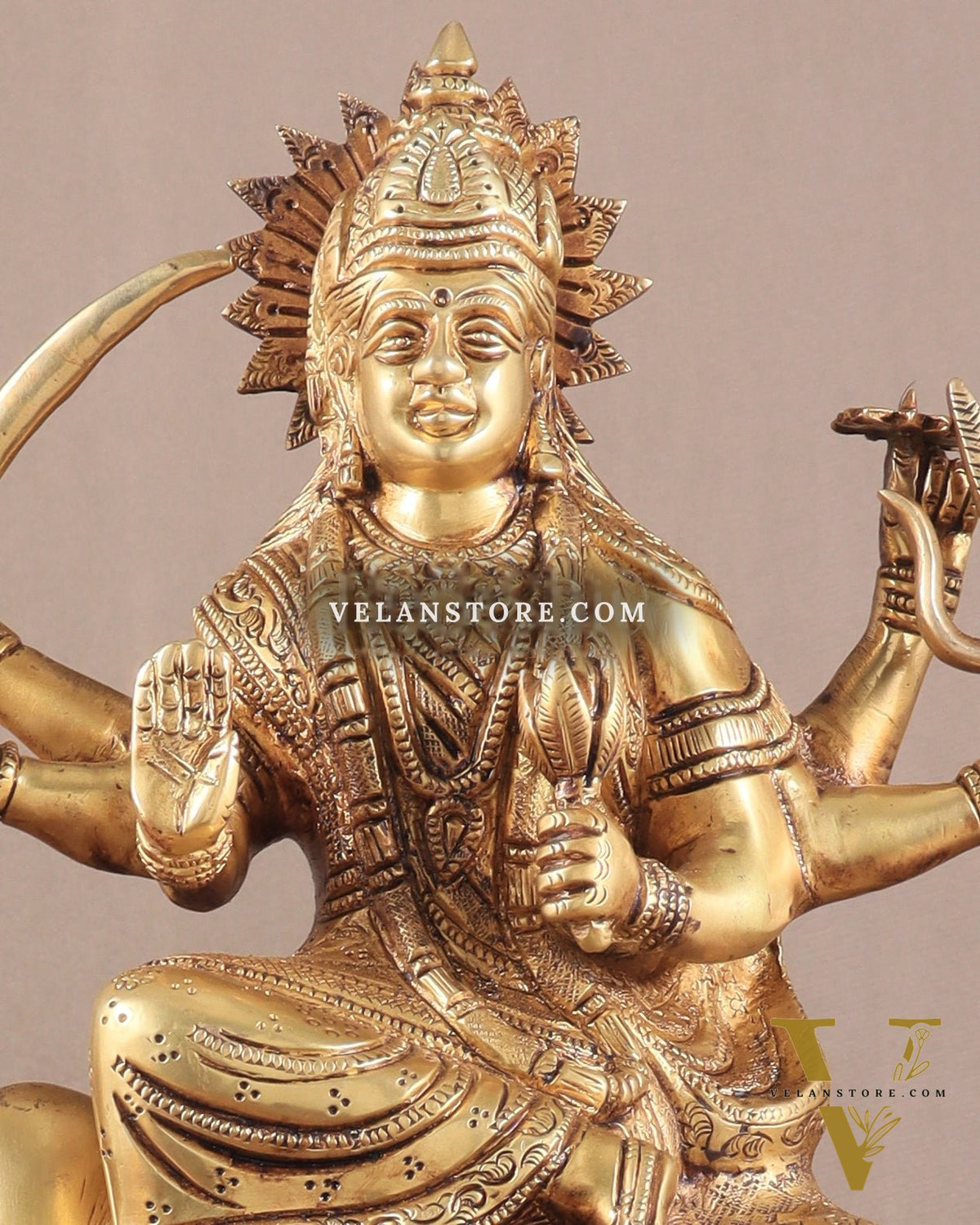 Brass Goddess Umiya Mata Seated on Cow Statue 13.5"