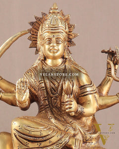 Brass Goddess Umiya Mata Seated on Cow Statue 13.5"