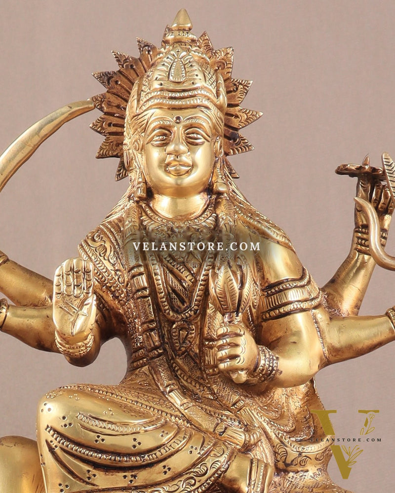 Brass Goddess Umiya Mata Seated on Cow Statue 13.5"