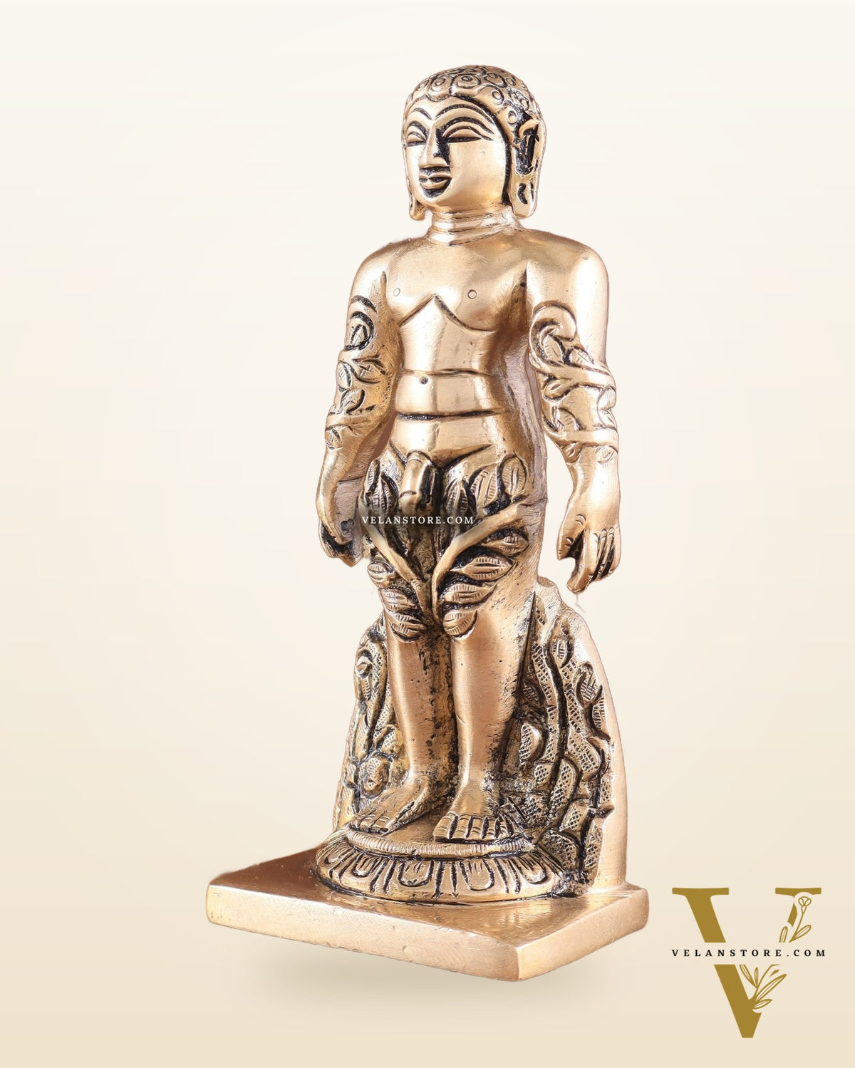 Brass gommateshwara bahubali Jain God Standing Statue 6"