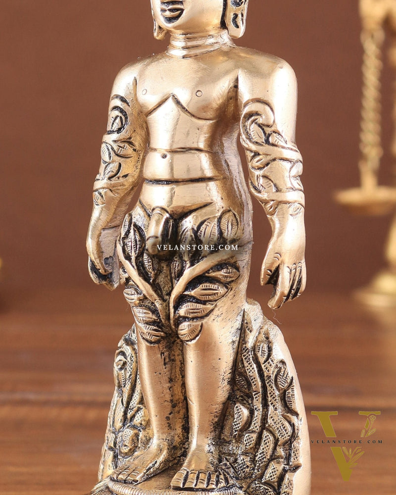 Brass gommateshwara bahubali Jain God Standing Statue 6"