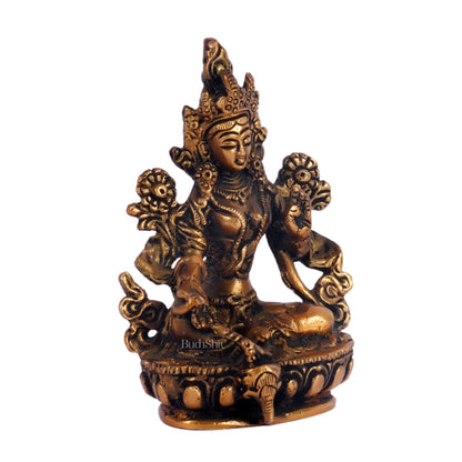Brass Green tara devi statue 3 "