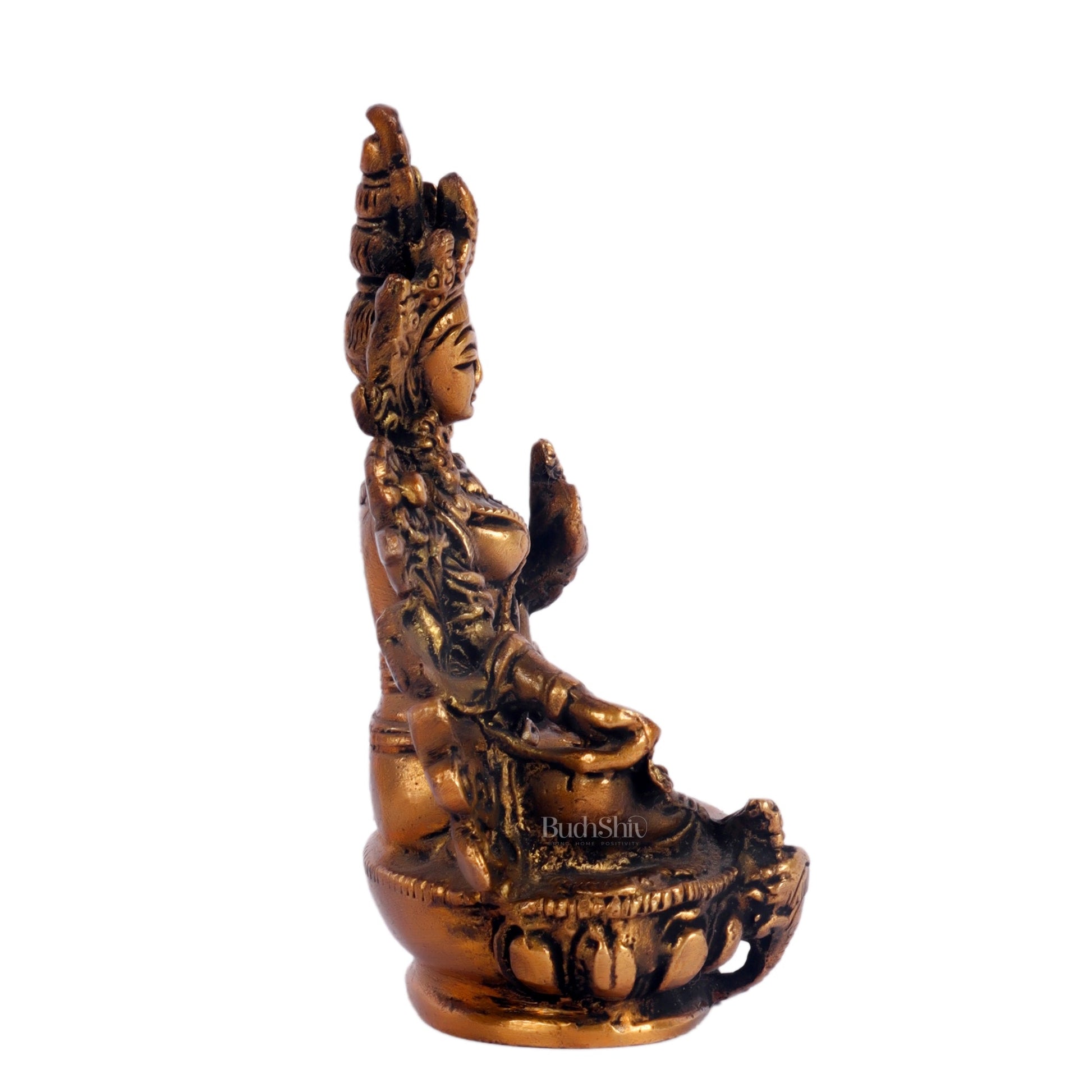 Brass Green tara devi statue 3 "