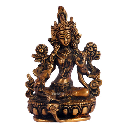 Brass Green tara devi statue 3 "