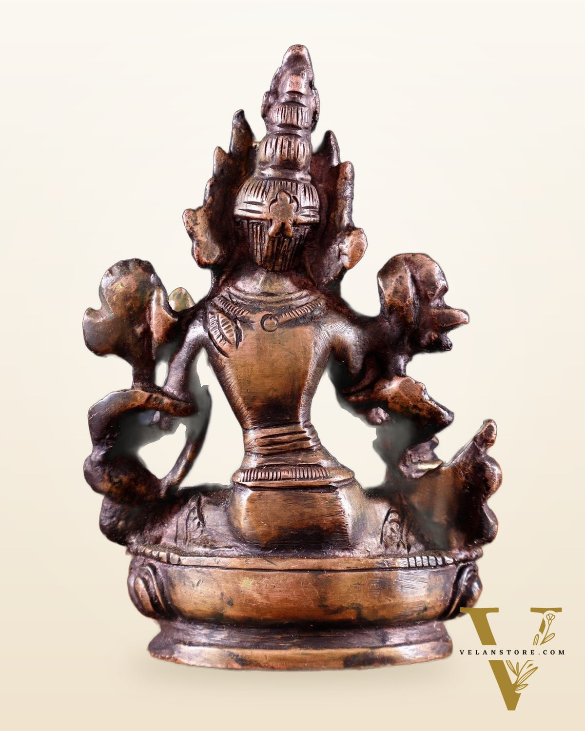 Brass Green tara devi statue 3" Burnt chocolate tone