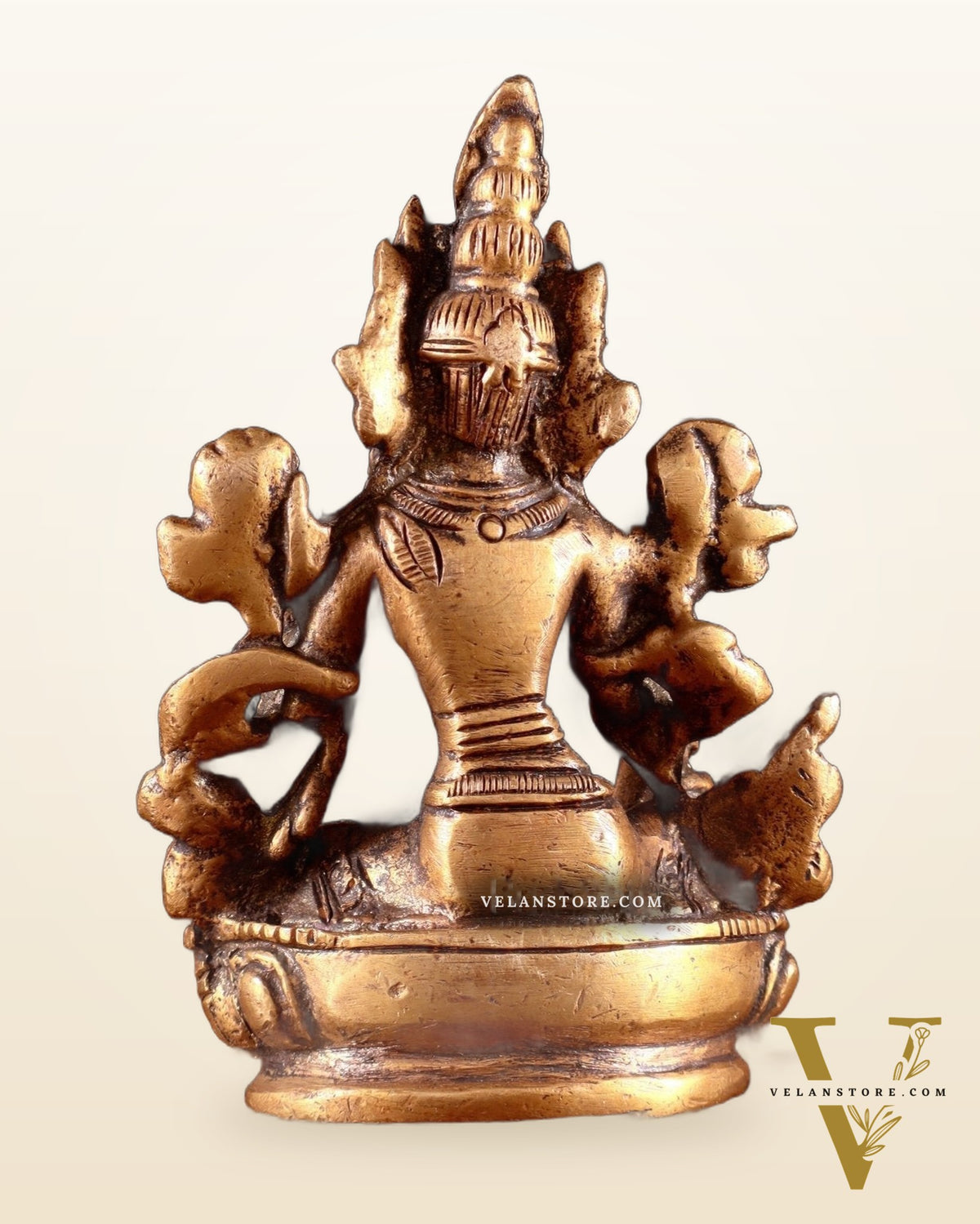 Brass Green tara devi statue 3" Butter gold