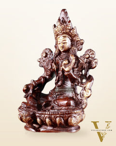 Brass Green tara devi statue 3" double chola tone