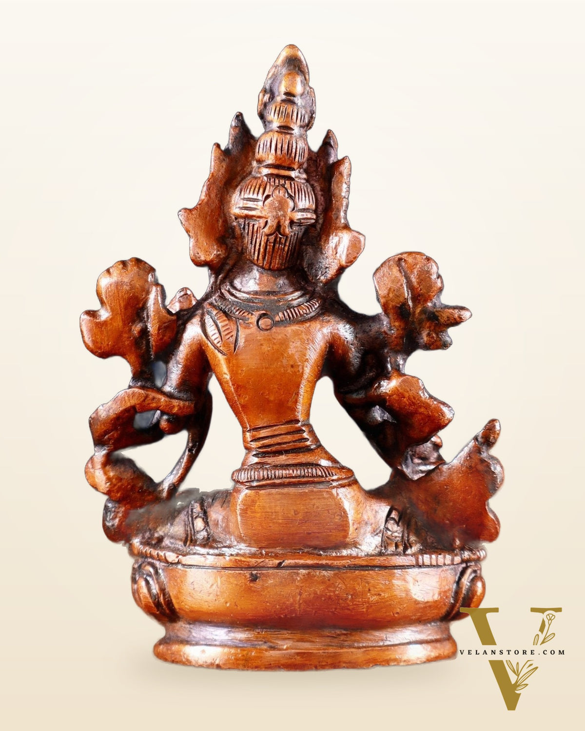 Brass Green tara devi statue 3" double chola tone