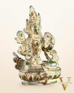 Brass Green tara devi statue 3" green sand finish