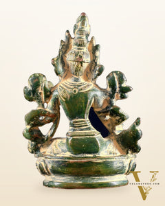 Brass Green tara devi statue 3" green sand finish