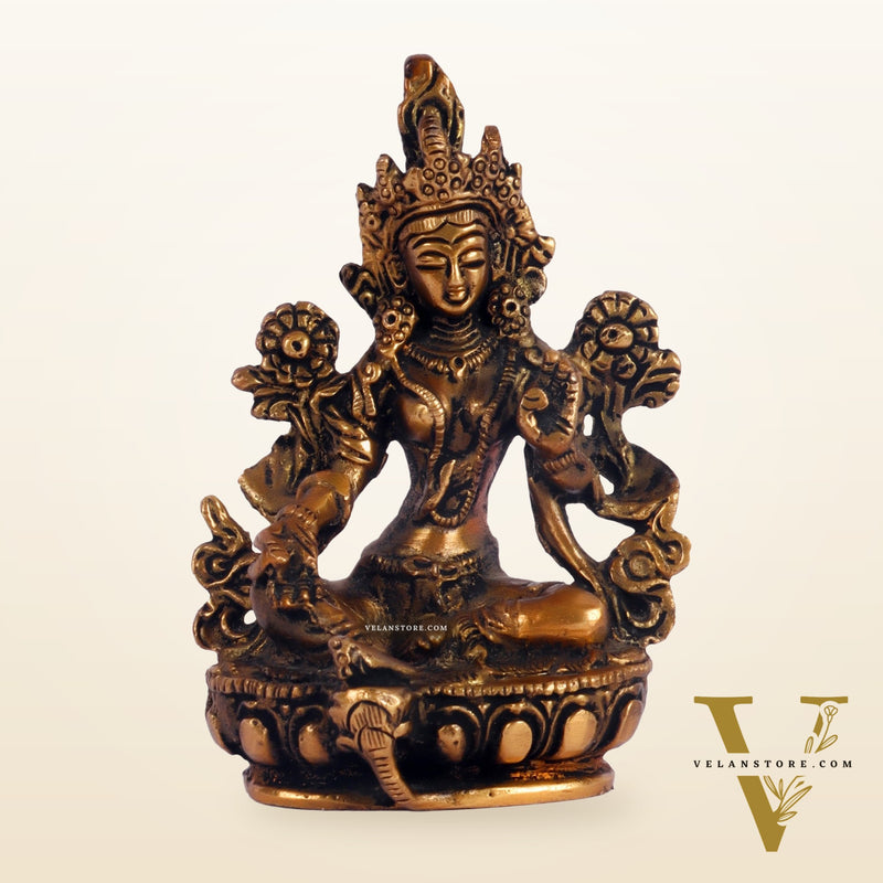 Brass Green tara devi statue 3 "