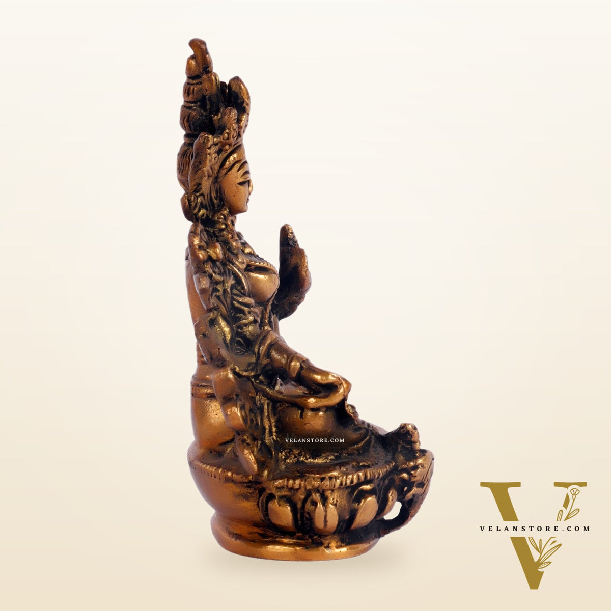 Brass Green tara devi statue 3 "