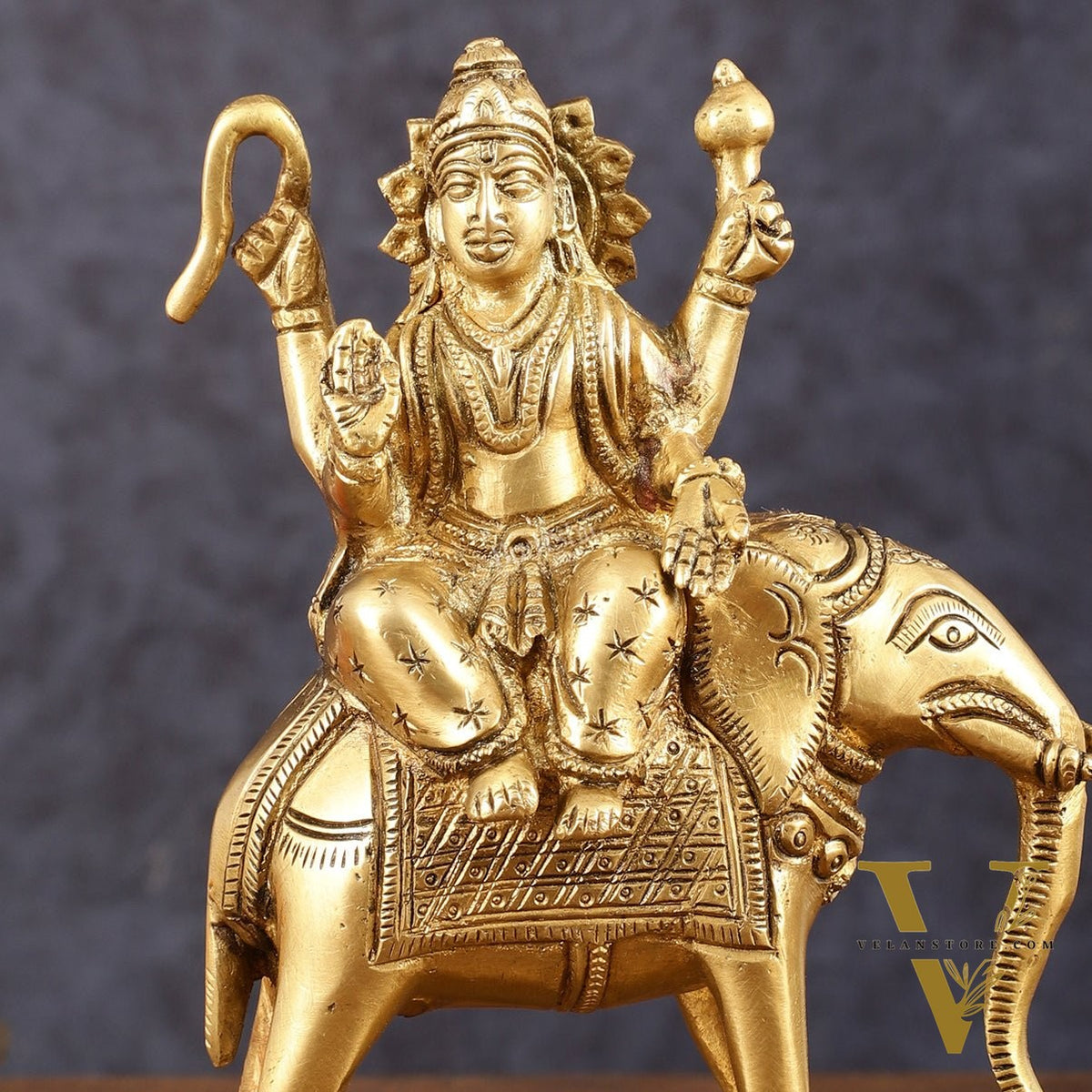 Brass Guru Brihaspati Dev Idol (Planet Jupiter) for Pooja & Vastu - 6.5 Inch Height