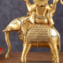 Brass Guru Brihaspati Dev Idol (Planet Jupiter) for Pooja & Vastu - 6.5 Inch Height