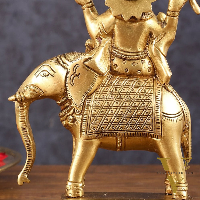 Brass Guru Brihaspati Dev Idol (Planet Jupiter) for Pooja & Vastu - 6.5 Inch Height