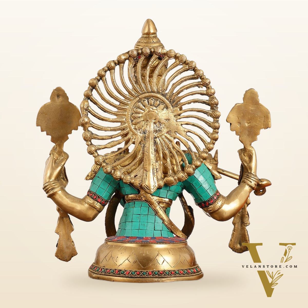 Brass Half Body Lord Krishna Bust Table Accent - 13.5