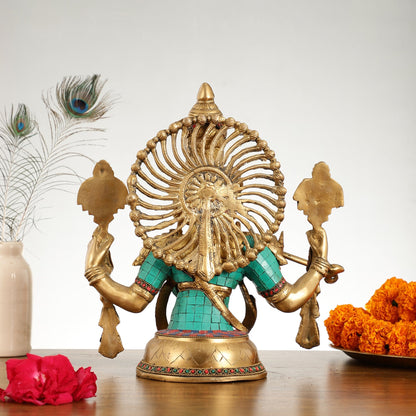 Brass Half Body Lord Krishna Bust Table Accent - 13.5