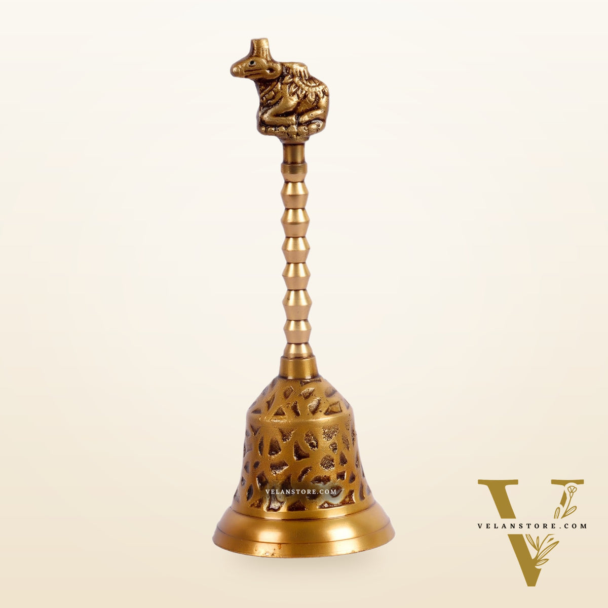 Brass hand bell for pooja 8.5"
