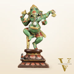 Brass Hand-Painted Dancing Ganesha Statue - 10 Inch