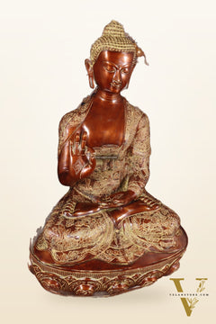 Brass Handcrafted Buddha Statue with Bodhi tree 43" copper and sand finish