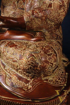 Brass Handcrafted Buddha Statue with Bodhi tree 43" copper and sand finish