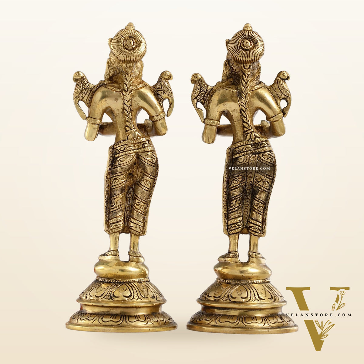 Brass Handcrafted Deep Lakshmi Oil Lamp - 11 inch