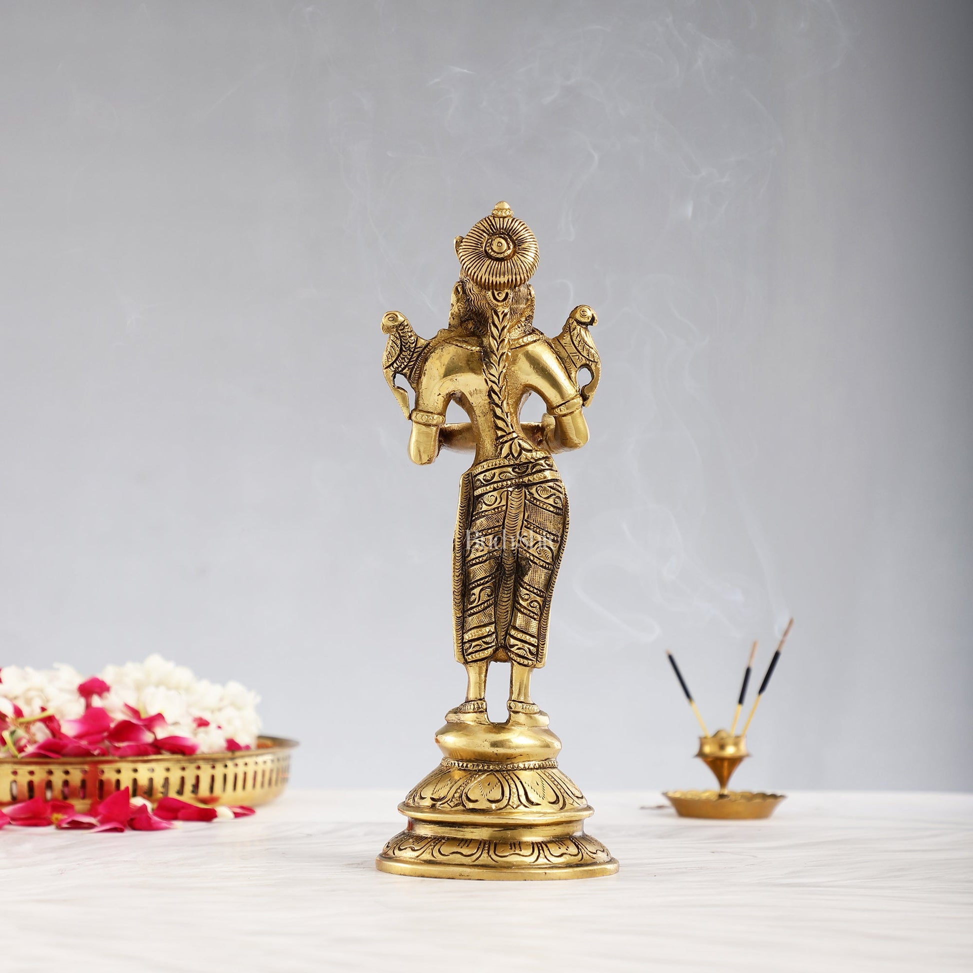 Brass Handcrafted Deep Lakshmi Oil Lamp - 11 inch