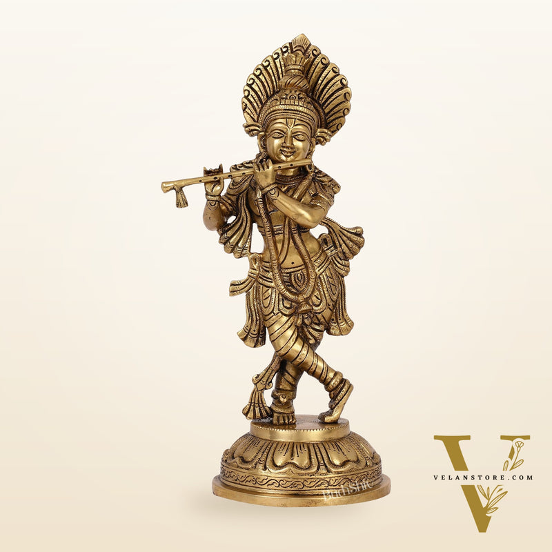 Brass Handcrafted Ever Smiling Shri Krishna idol - 15 "