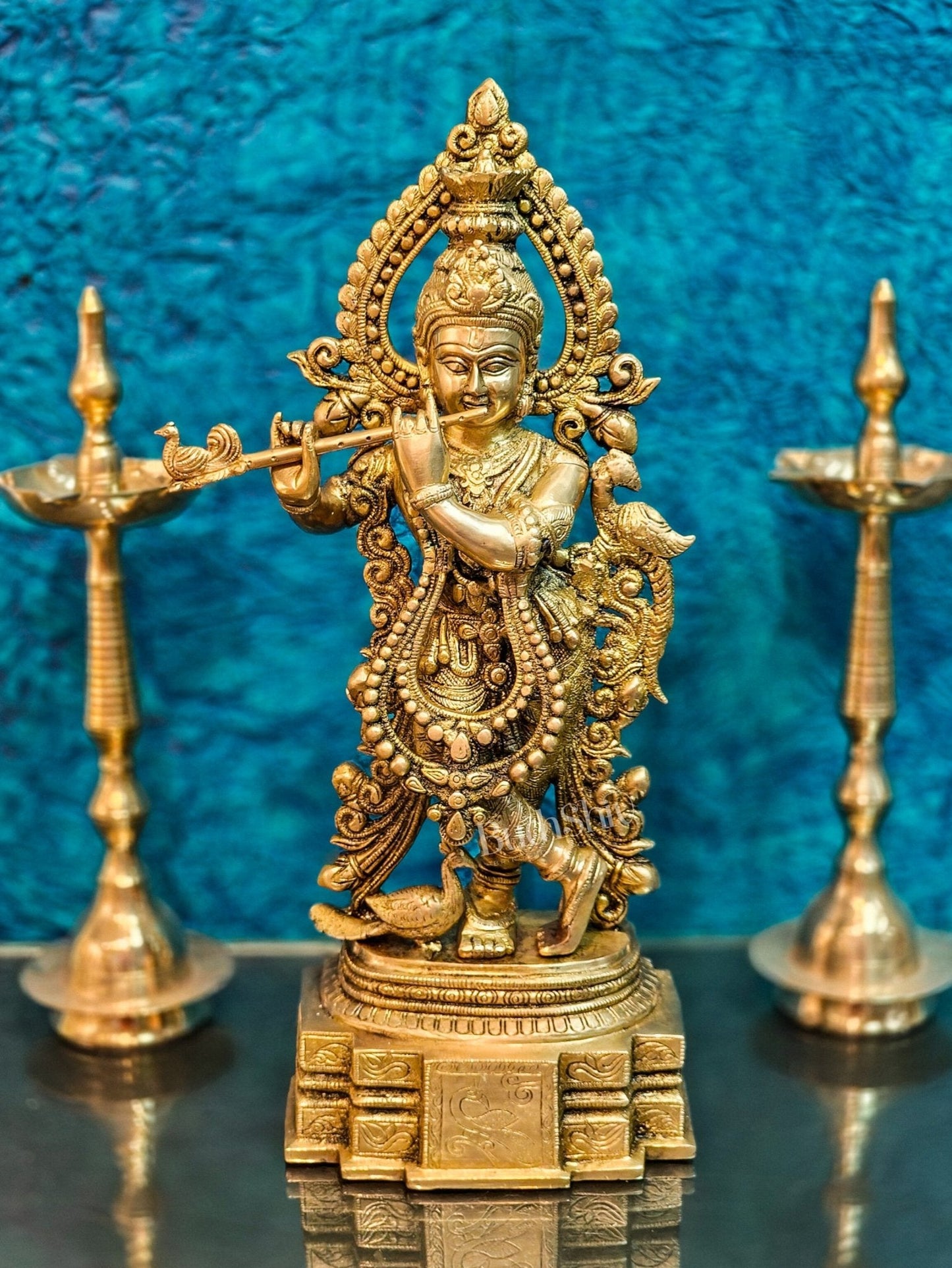 Brass Handcrafted Fine Quality Krishna Idol | Height 19 inch