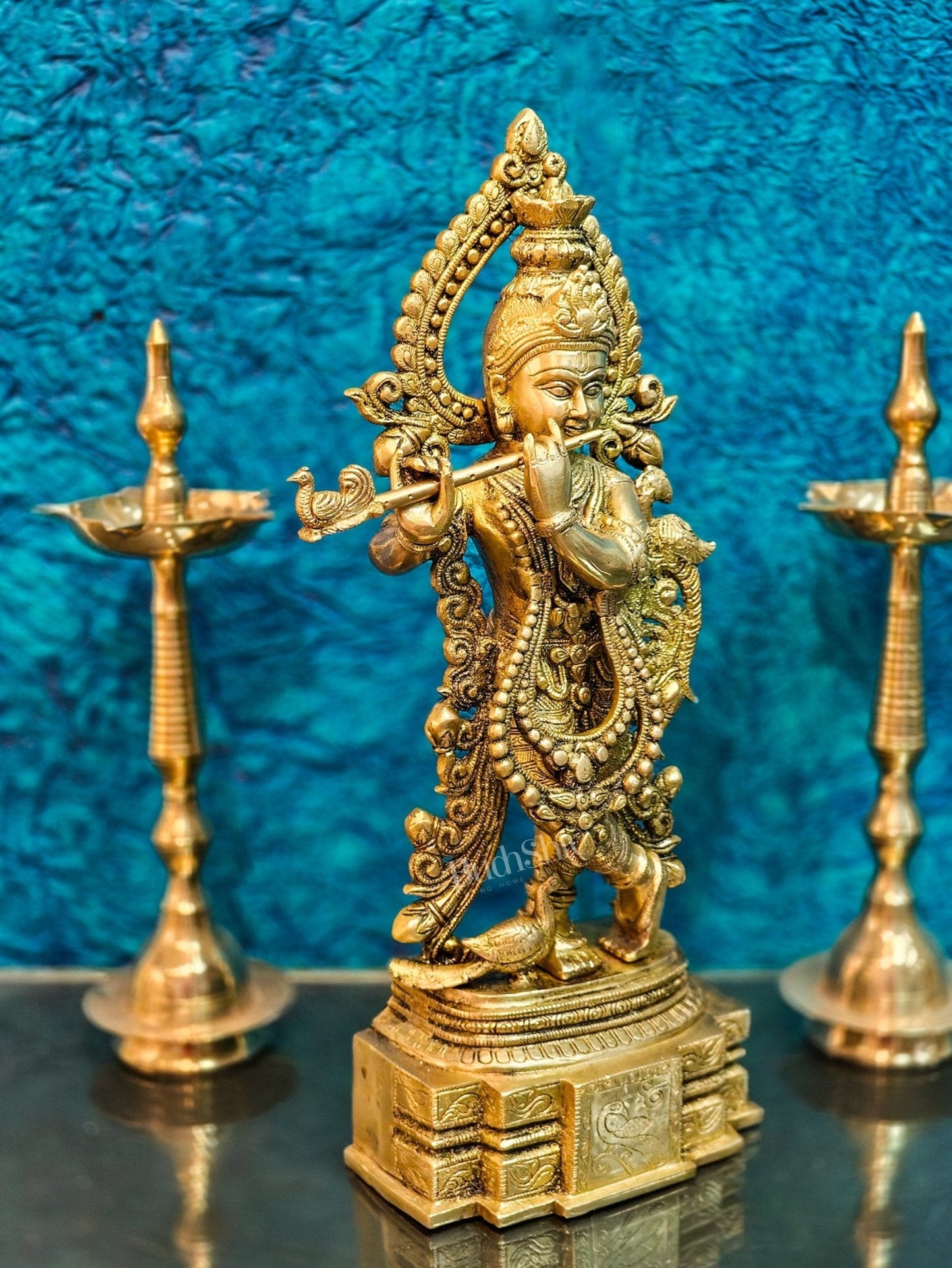 Brass Handcrafted Fine Quality Krishna Idol | Height 19 inch