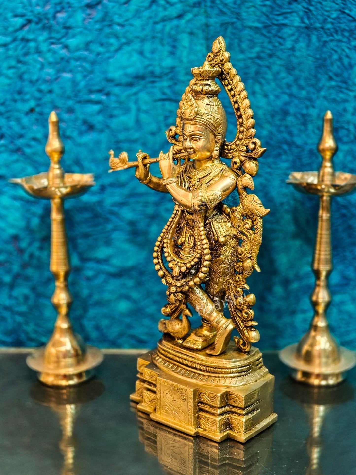Brass Handcrafted Fine Quality Krishna Idol | Height 19 inch