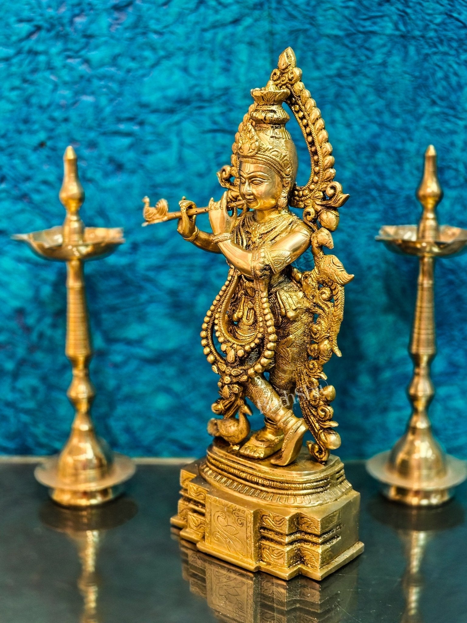 Brass Handcrafted Fine Quality Krishna Idol | Height 19 inch