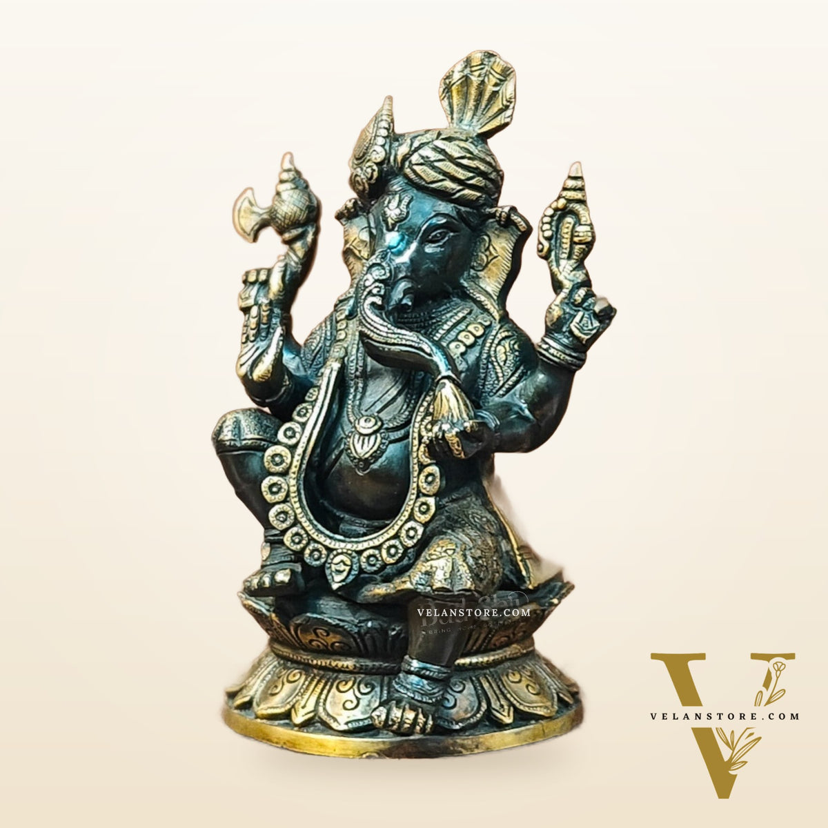 Brass Handcrafted Ganapathi Statue with Turban - Unique Design