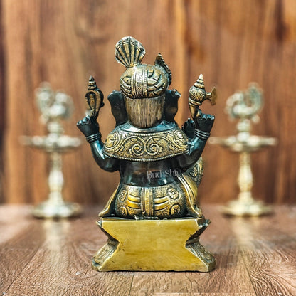 Brass Handcrafted Ganapathi Statue with Turban - Unique Design