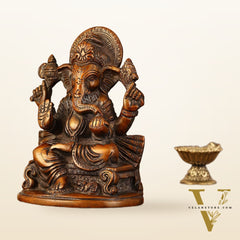Brass Handcrafted Ganesha Idol Seated on Chair 5"