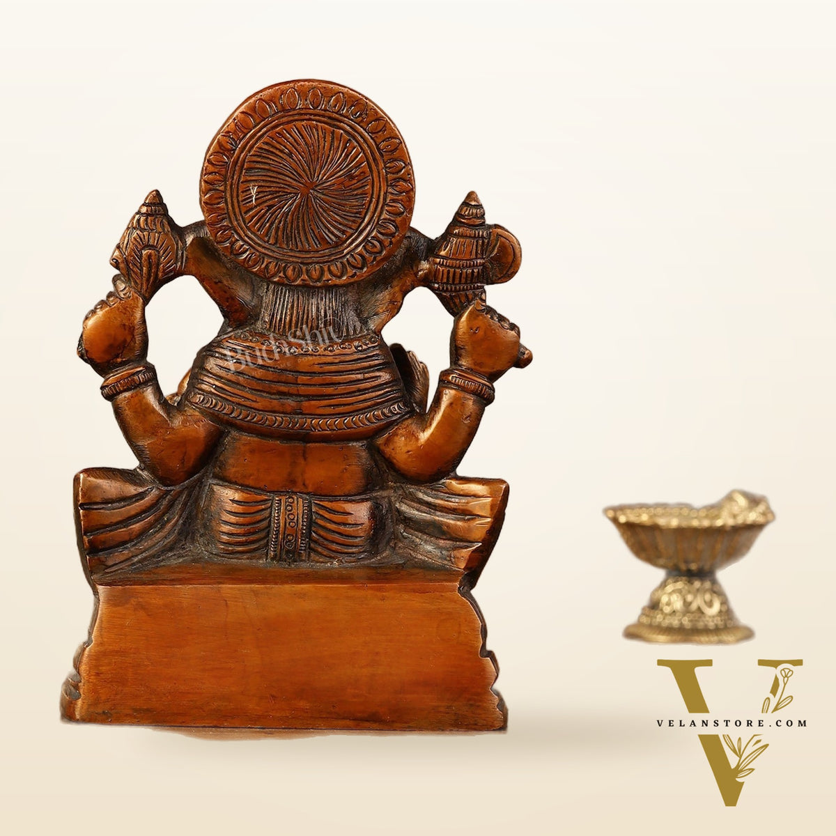 Brass Handcrafted Ganesha Idol Seated on Chair 5"