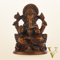Brass Handcrafted Ganesha Idol Seated on Chair 5"