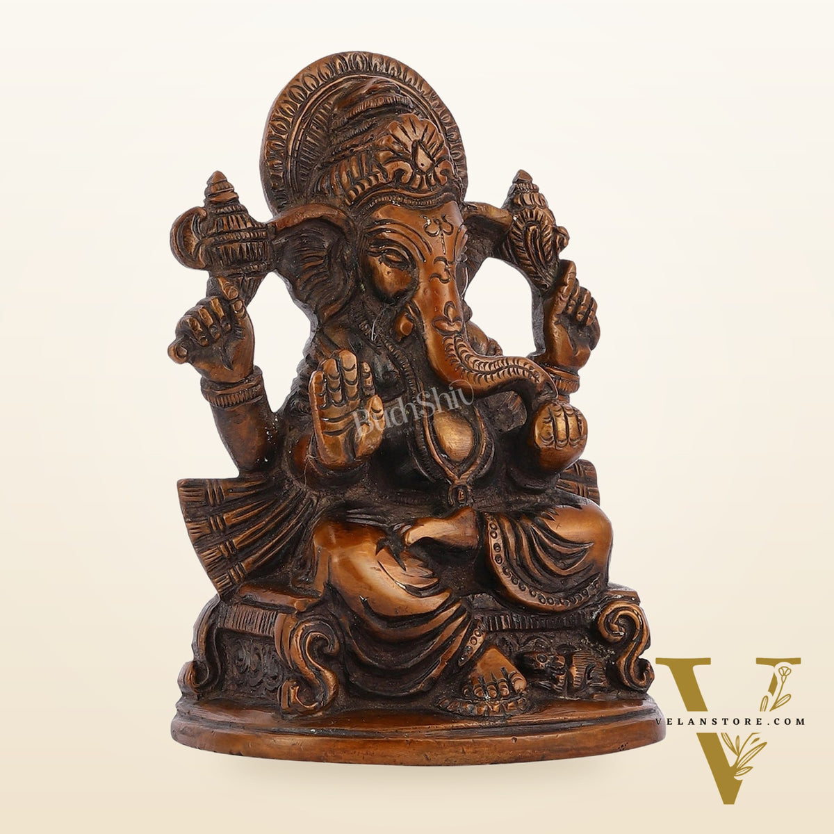 Brass Handcrafted Ganesha Idol Seated on Chair 5"