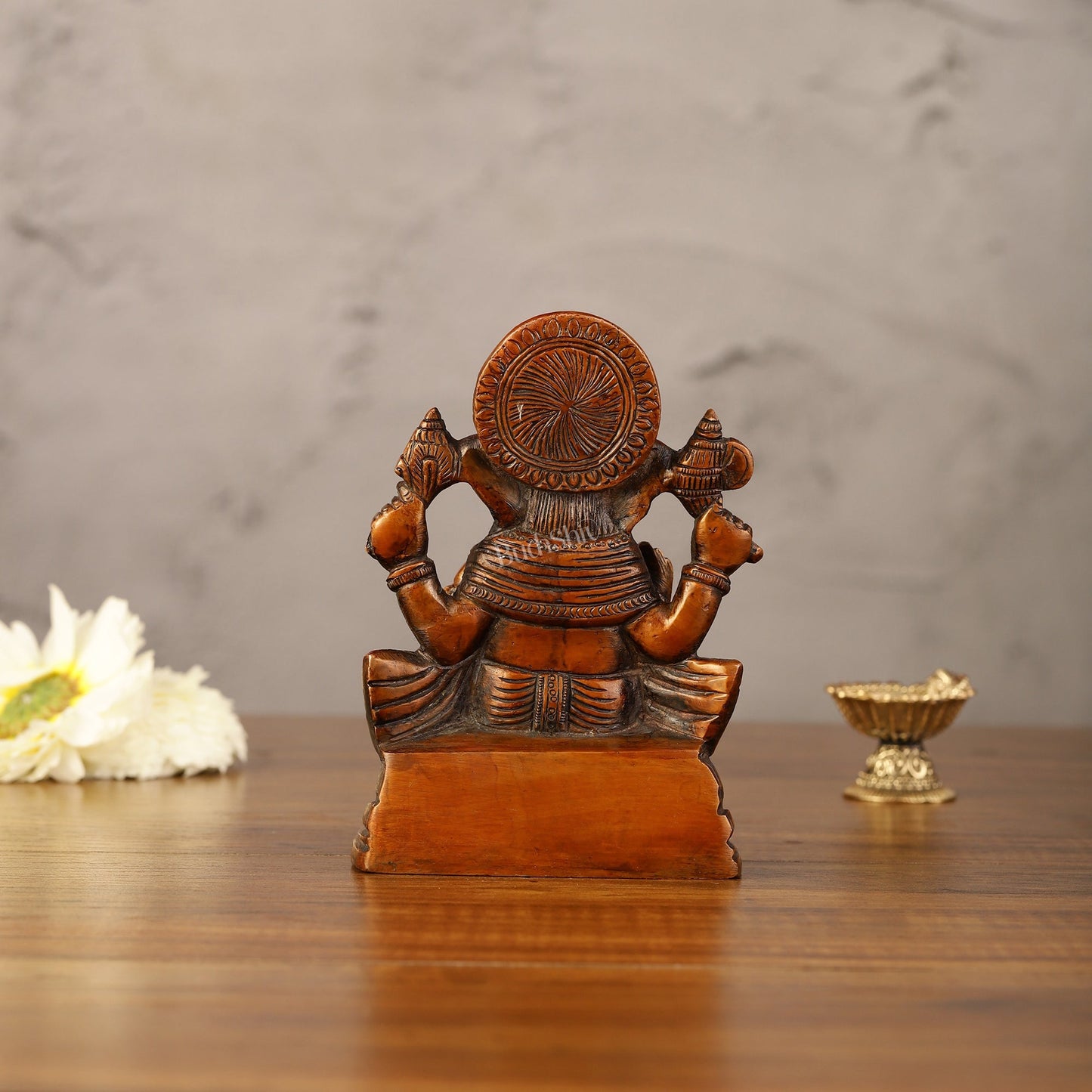 Brass Handcrafted Ganesha Idol Seated on Chair 5"