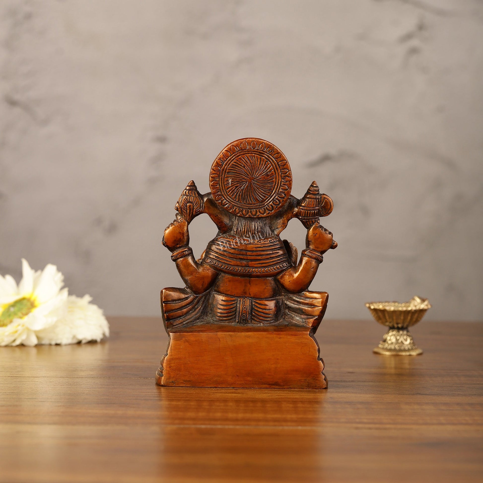 Brass Handcrafted Ganesha Idol Seated on Chair 5"