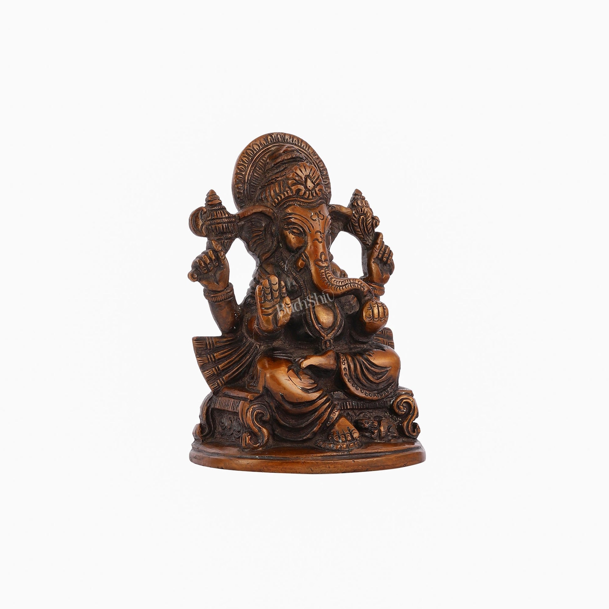 Brass Handcrafted Ganesha Idol Seated on Chair 5"
