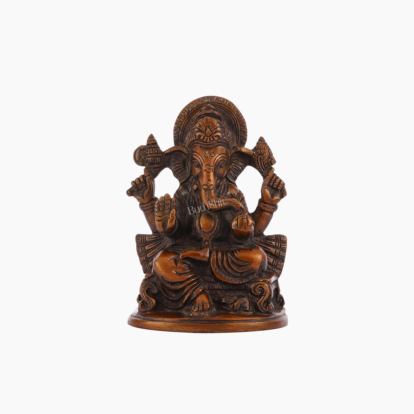 Brass Handcrafted Ganesha Idol Seated on Chair 5"